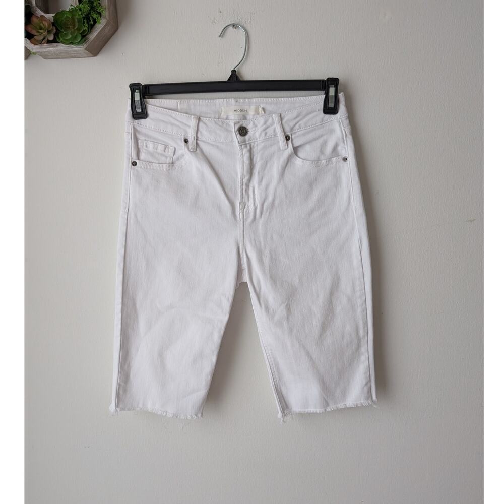 Hidden Jeans white stretch denim cutoff shorts